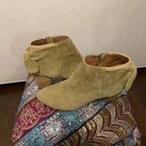 Miss Albright Olive Suede Ankle Booties